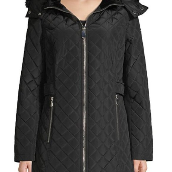 Calvin Klein Jackets & Blazers - CALVIN KLEIN FAUX FUR-TRIM QUILTED JACKET